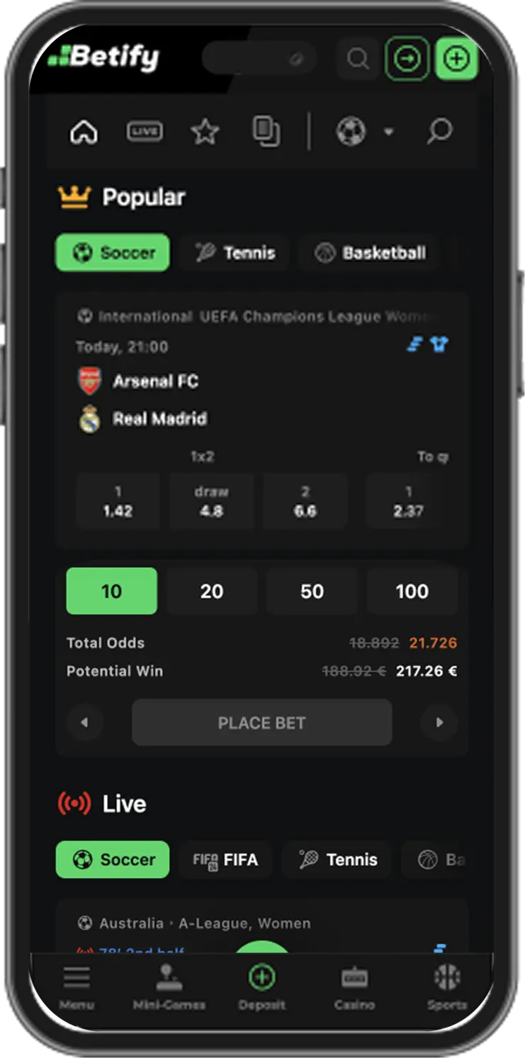 betify casino en ligne mobile